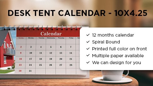 12 Month Desk Tent Calendar - 10x4.25