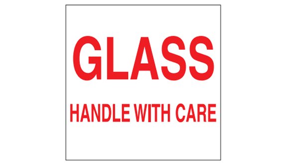Glass Handle With Care Labels - 4x4
