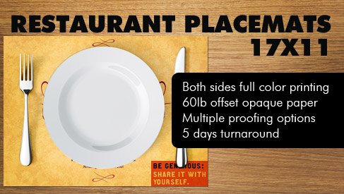 Restaurant Placemats - 17x11