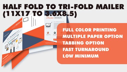 4 Page Half/Tri-fold Tabbed Mailer (11x17 to 11x8.5 to 3.6x8.5)