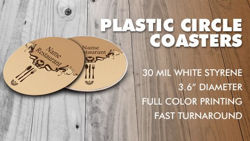 Plastic Circle Coasters (3.6 inch Diameter)