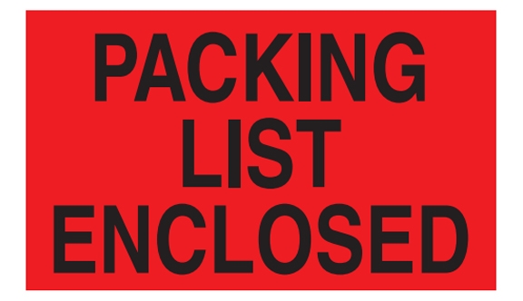 Packing List Enclosed - 3x5