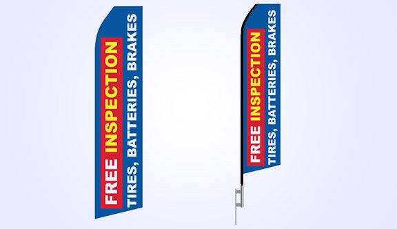 Free Inspection for Tires Brakes Batteries Stock Flag - 16ft. Free Inspection for Tires Brakes Batteries Stock Flag - 16ft.