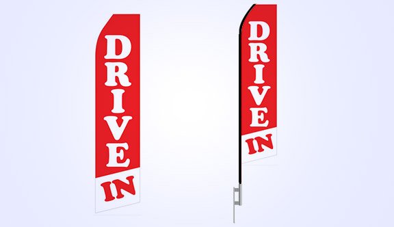 Red and White Drive In Stock Flag - 16ft. Red and White Drive In Stock Flag - 16ft.