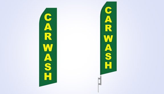 Green Car Wash Stock Flag - 16ft Green Car Wash Stock Flag - 16ft
