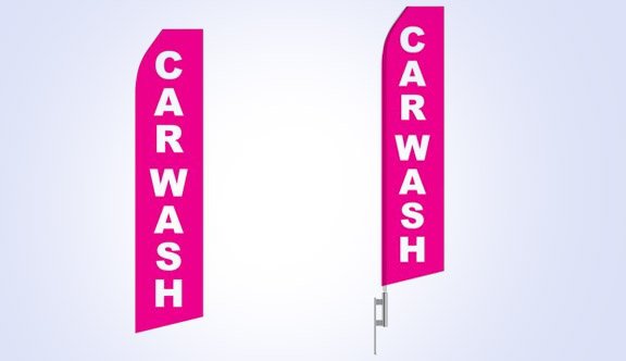 Pink Car Wash Stock Flag - 16ft Pink Car Wash Stock Flag - 16ft