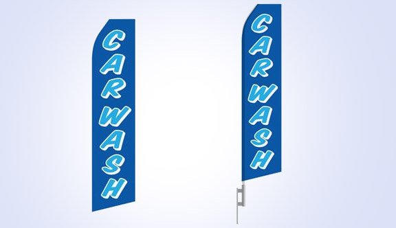 Blue Car Wash Stock Flag - 16ft Blue Car Wash Stock Flag - 16ft