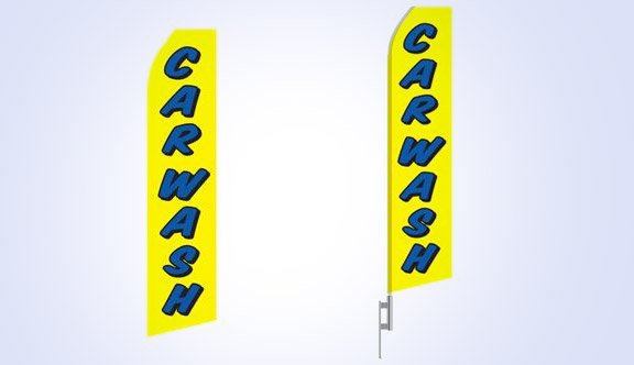 Yellow Car Wash Stock Flag - 16ft Yellow Car Wash Stock Flag - 16ft
