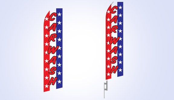 Red White and Blue Car Wash Stock Flag - 16ft Red White and Blue Car Wash Stock Flag - 16ft