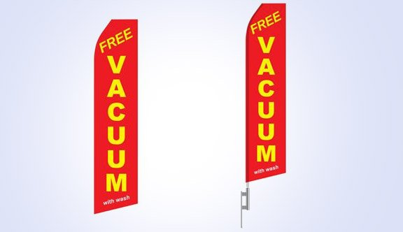 Red Free Vacuum With Wash Stock Flag - 16ft Red Free Vacuum With Wash Stock Flag - 16ft