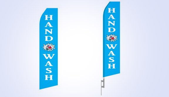 Blue Hand Wash Stock Flag - 16ft Blue Hand Wash Stock Flag - 16ft