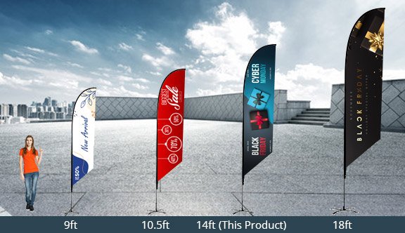 Feather Angled Advertising Flag - 14 ft