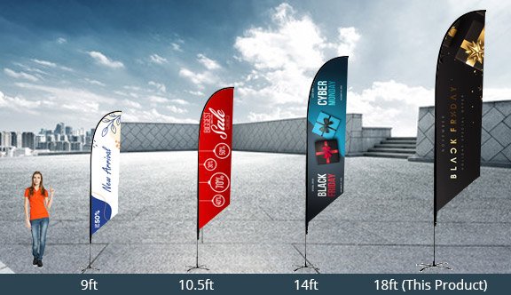 Feather Angled Advertising Flag - 18 ft