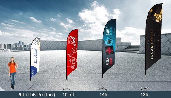 Feather Angled Advertising Flag - 9ft