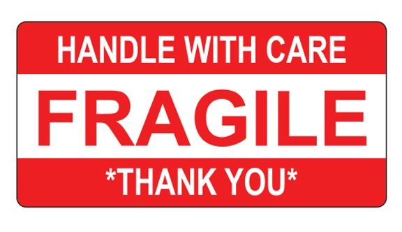 Fragile Labels - Handle with Care/Thank you - 1.5x3