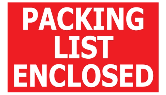 Packing List Enclosed Labels - 3x5